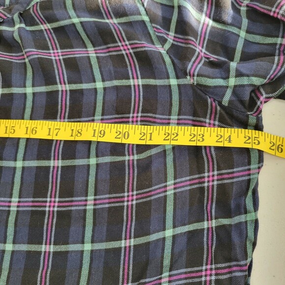 Lucky Brand Henley Popover Rayon Tunic top Plus 2XL Green Plaid Blue Black Prep - Picture 12 of 12